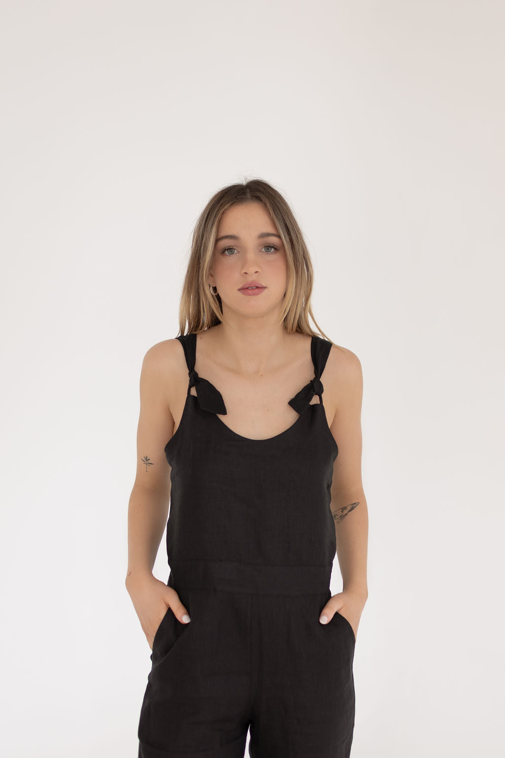 Isla Jumpsuit - Black Linen