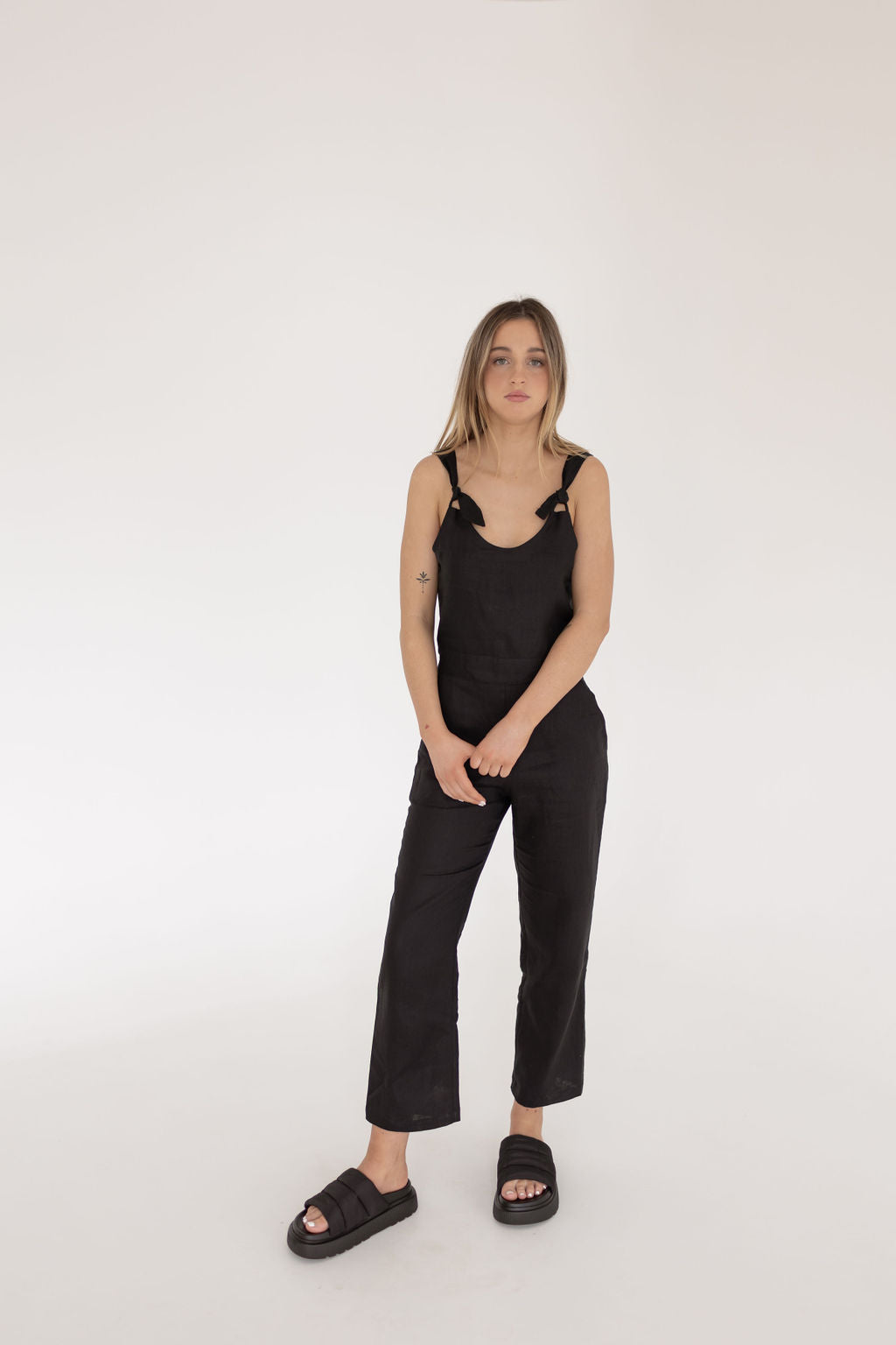 Isla Jumpsuit - Black Linen