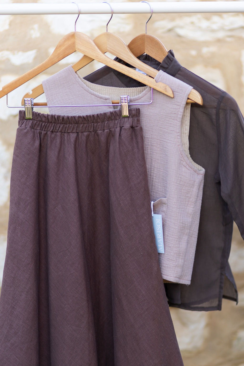 Cocoa French Linen Skirt