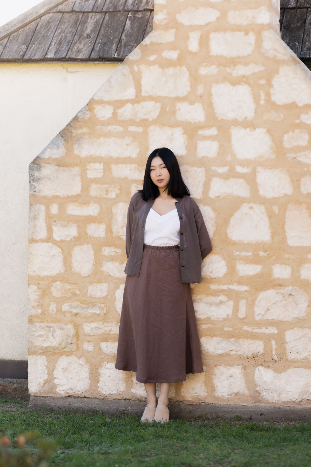 Cocoa French Linen Skirt