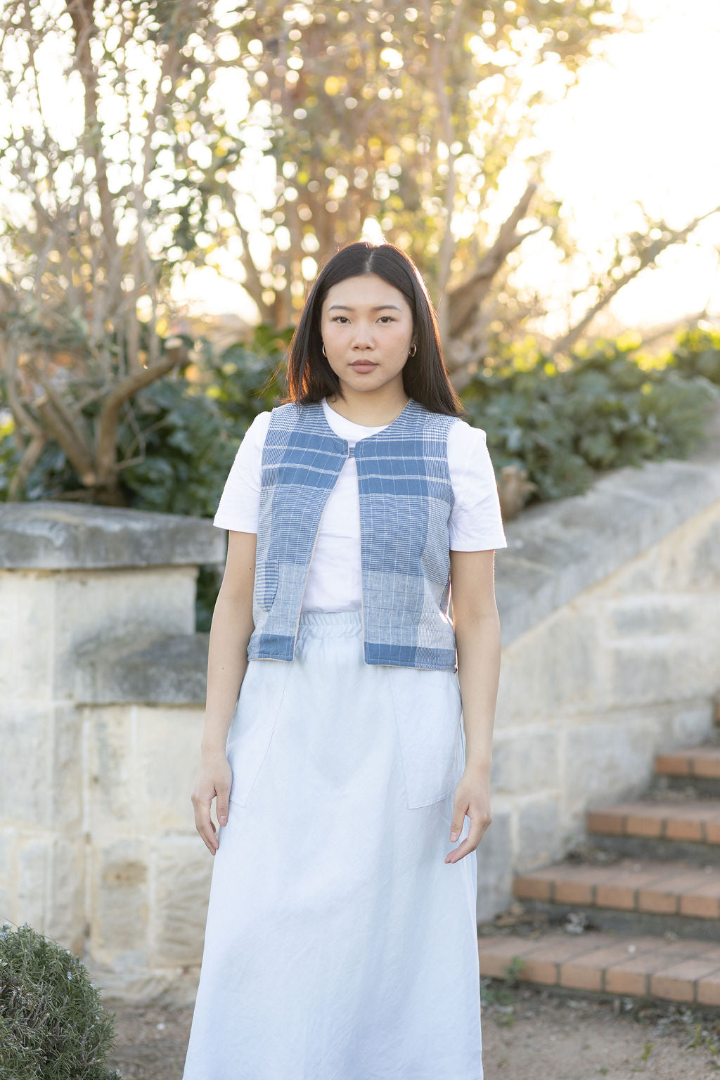 Sky Blue French Linen Skirt