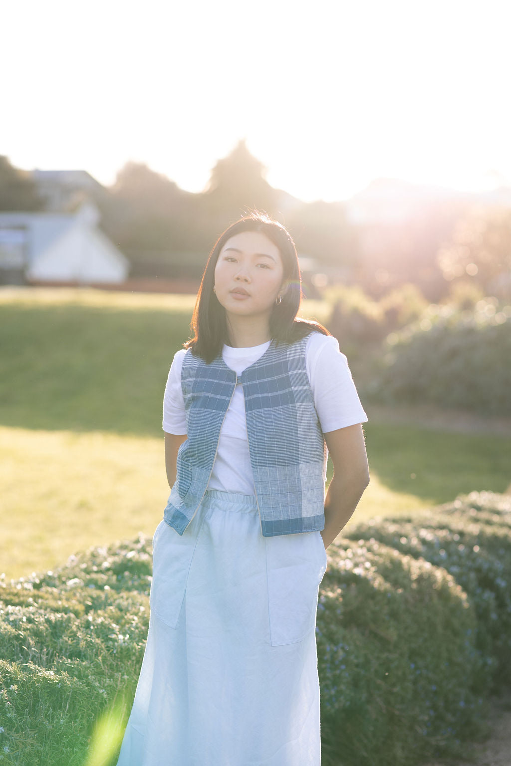 Sky Blue French Linen Skirt