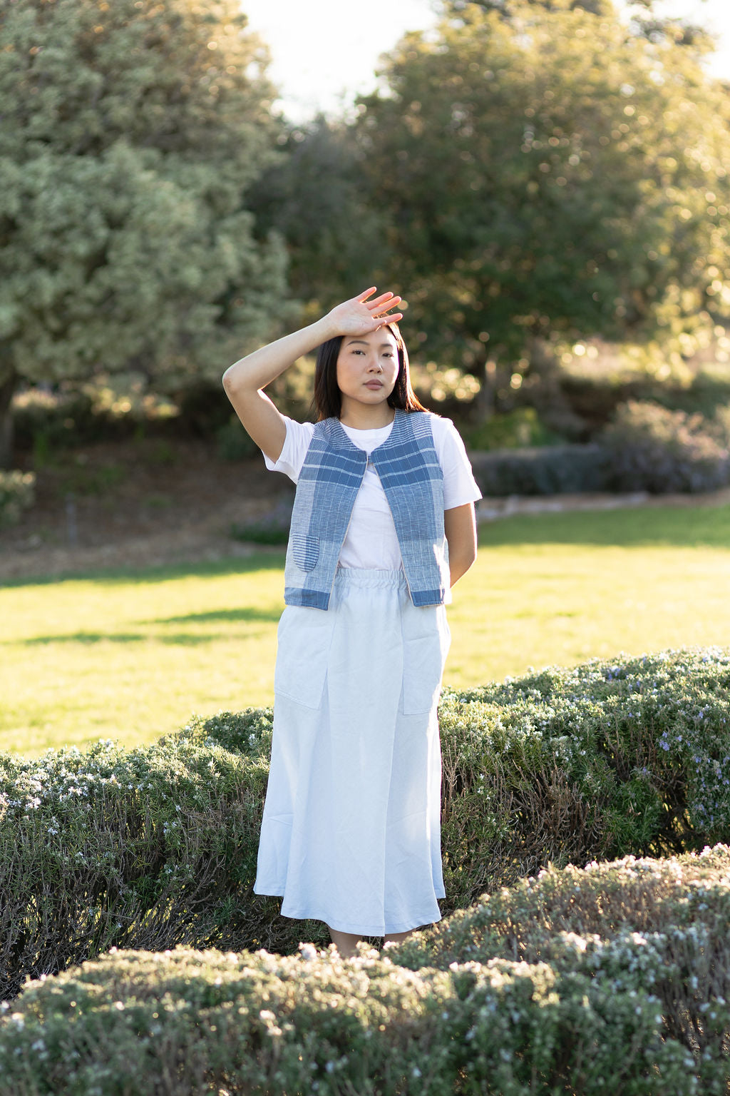 Sky Blue French Linen Skirt