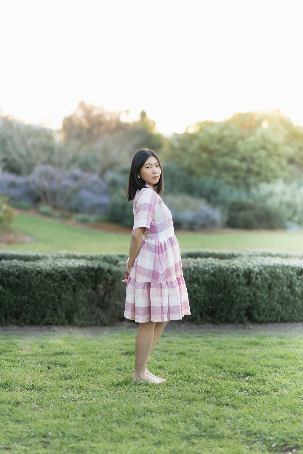 Roses Linen Dress Mini