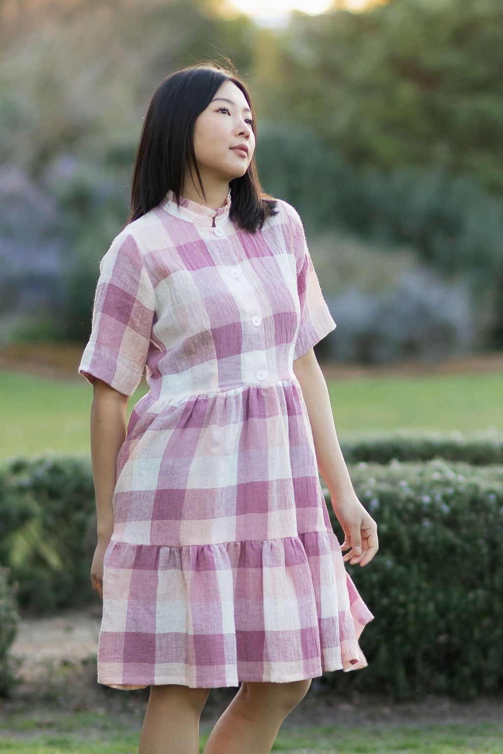 Roses Linen Dress Mini