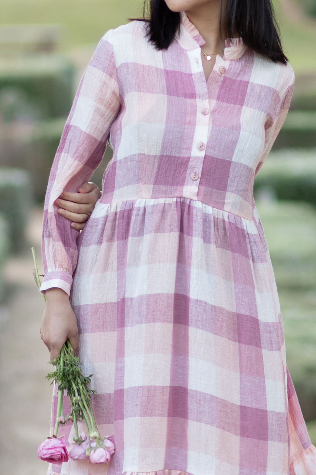 Roses Linen Dress Maxi
