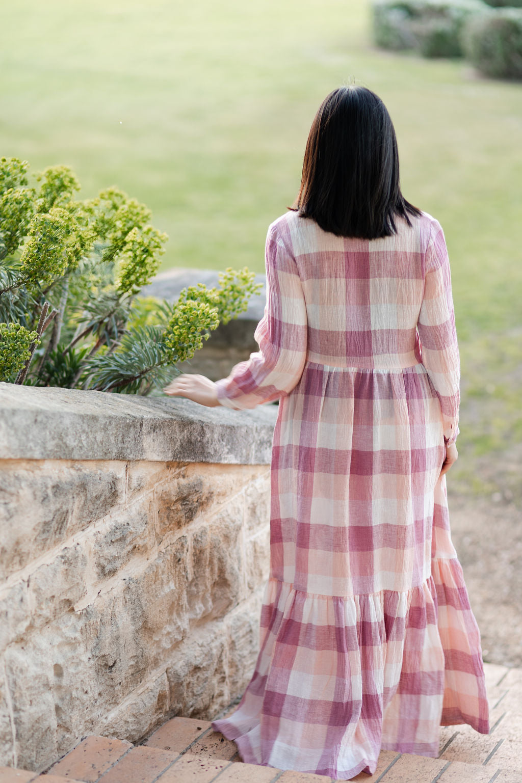 Roses Linen Dress Maxi