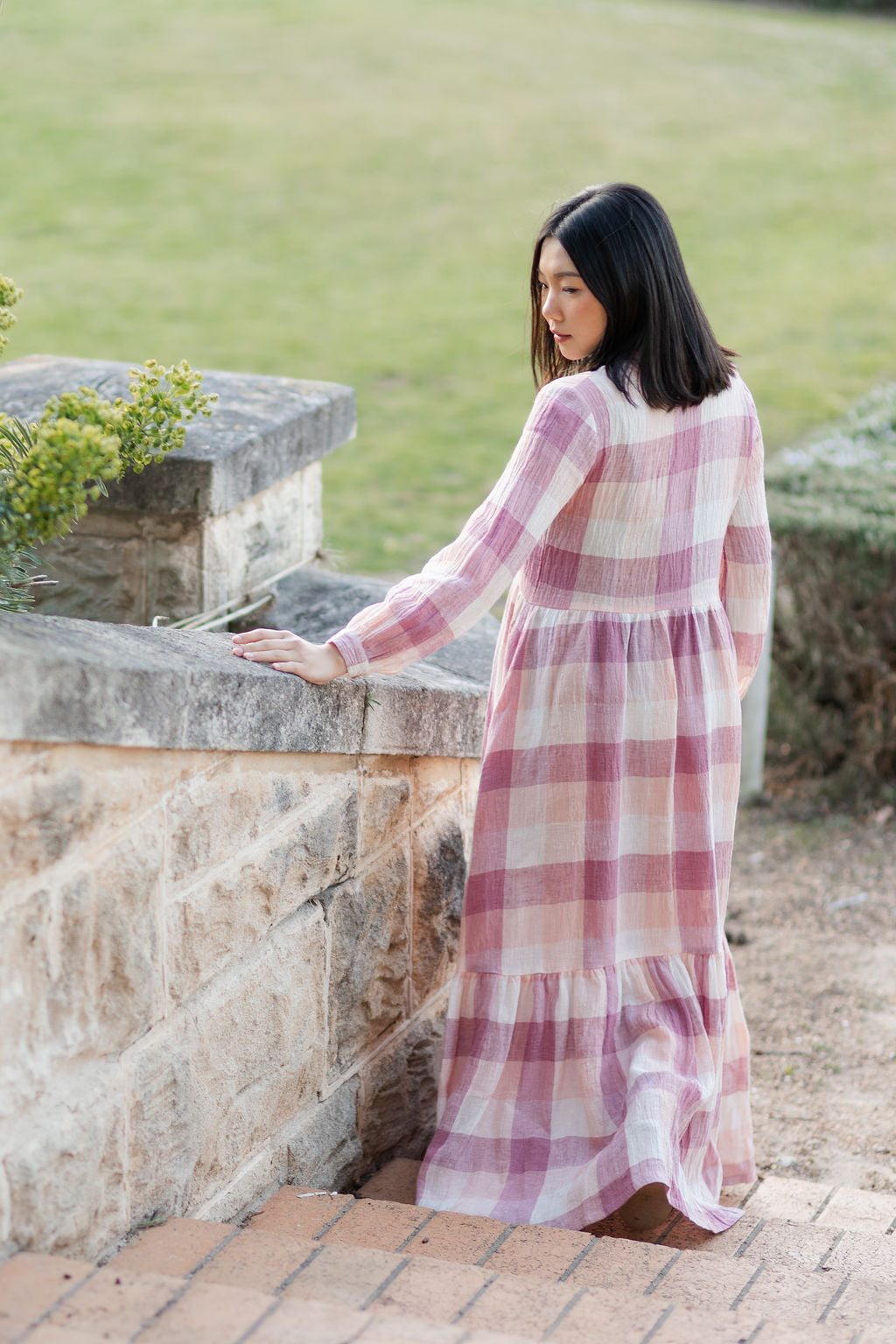 Roses Linen Dress Maxi