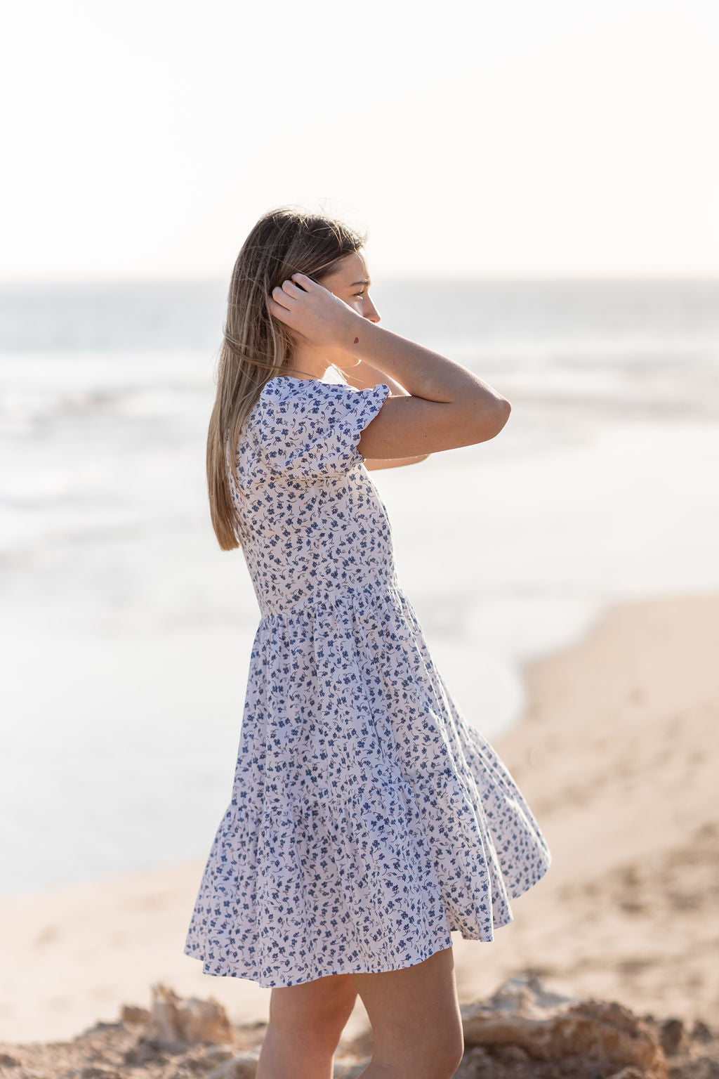 organic cotton dress australia Organic Cotton Muslin Frannie Dress-Molly Blue Jamie Kay AU