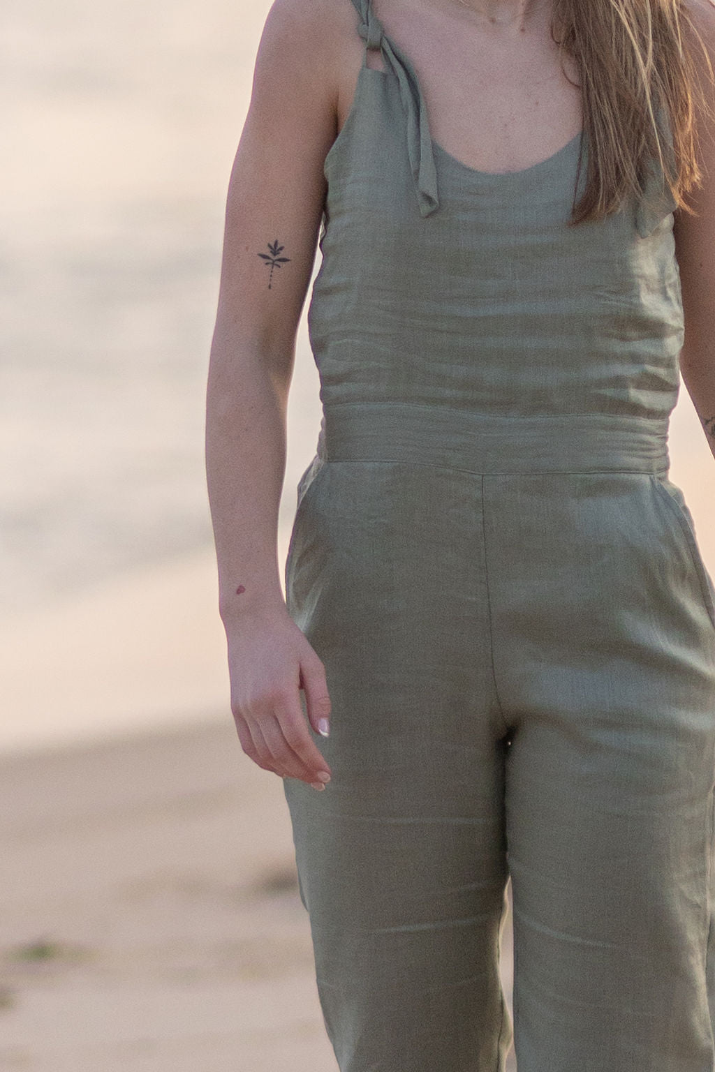 Isla Jumpsuit - Sage Green Linen