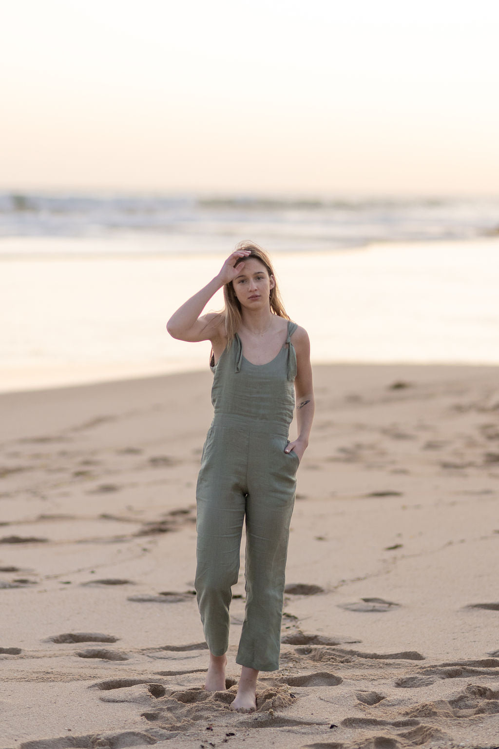 Isla Jumpsuit - Sage Green Linen