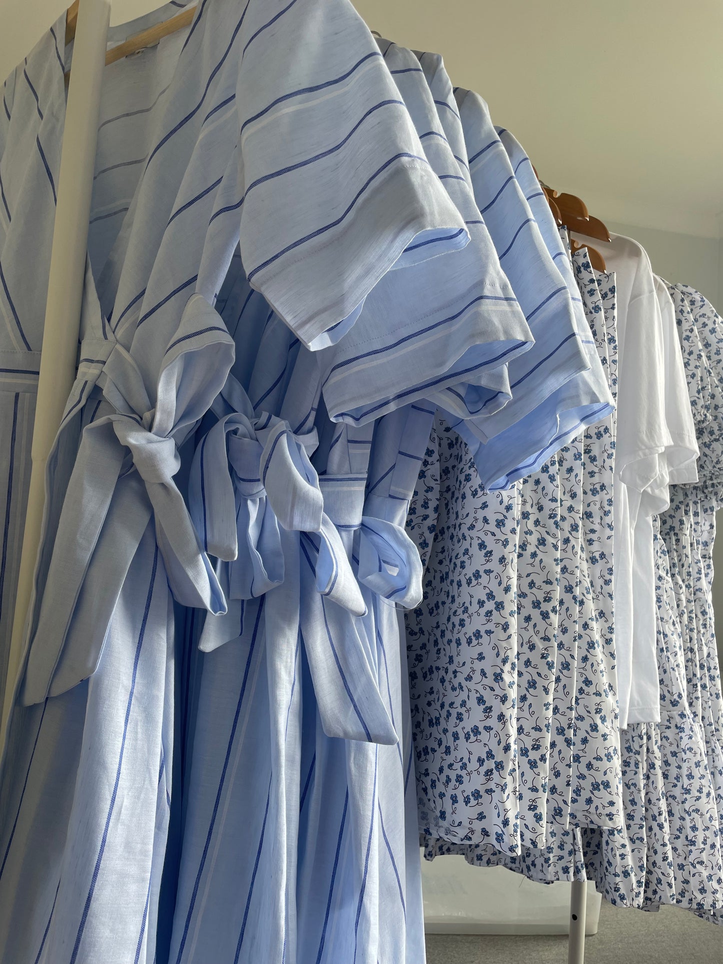 Amalfi Wrap Dress - Blue and White Stripe