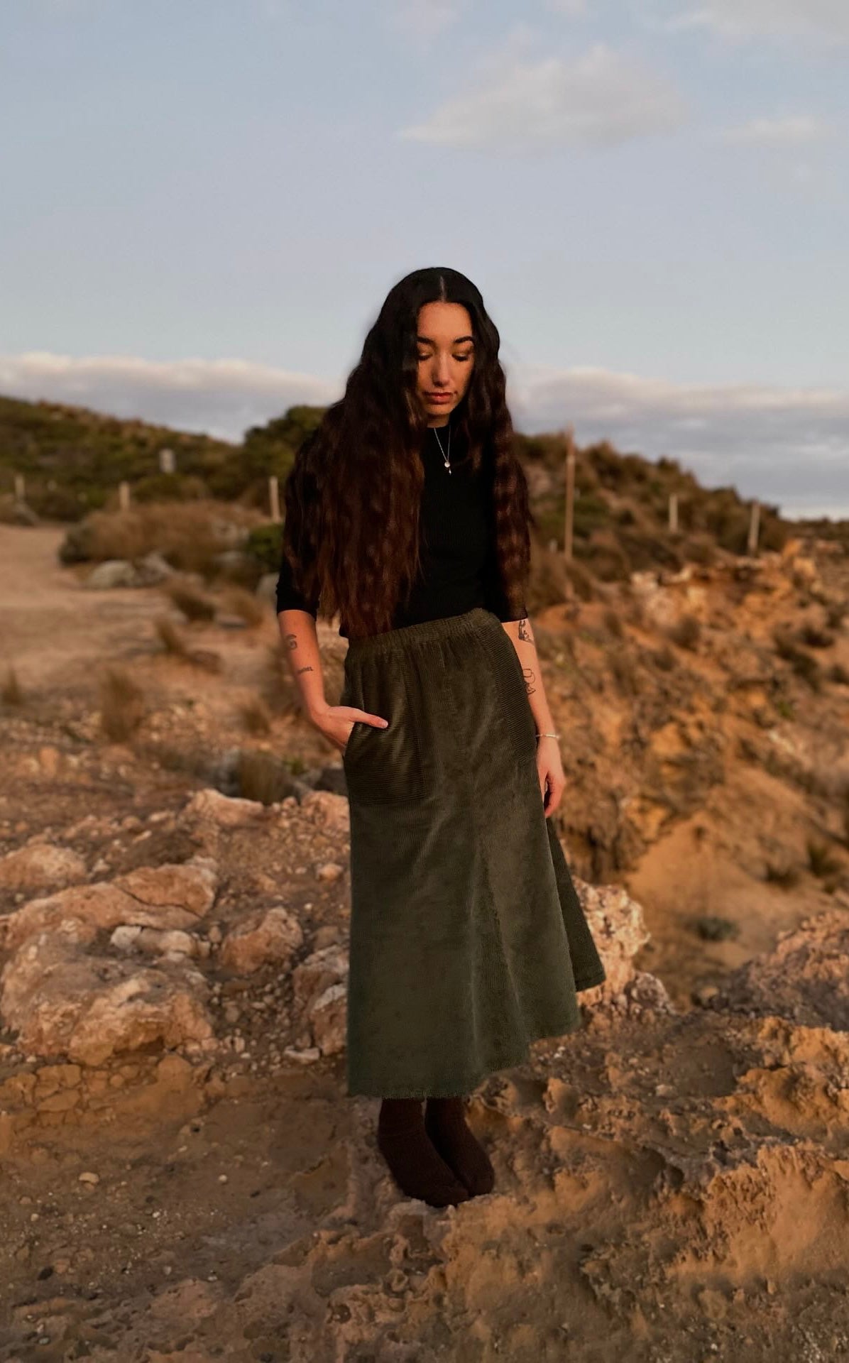 Corduroy Skirt - Eden Green (size 8)