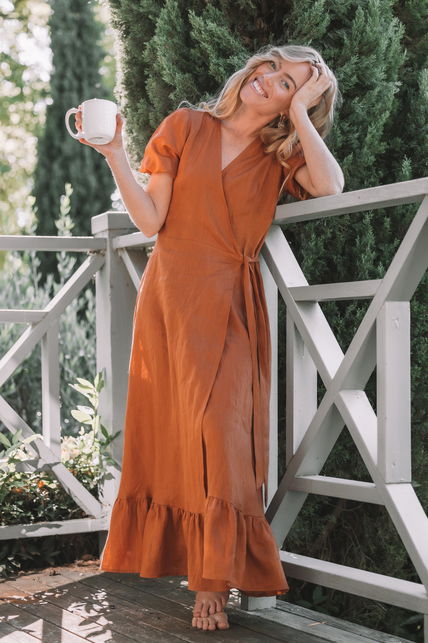 Luna Dress - Terracotta Linen (size 8)