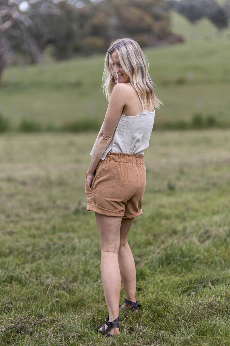 Ziggy Cord Shorts - Earth (size 16)
