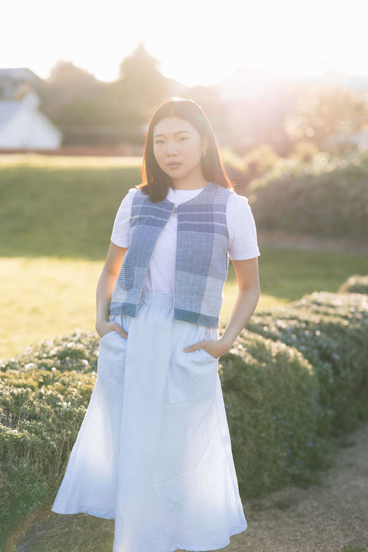 Sky Blue French Linen Skirt