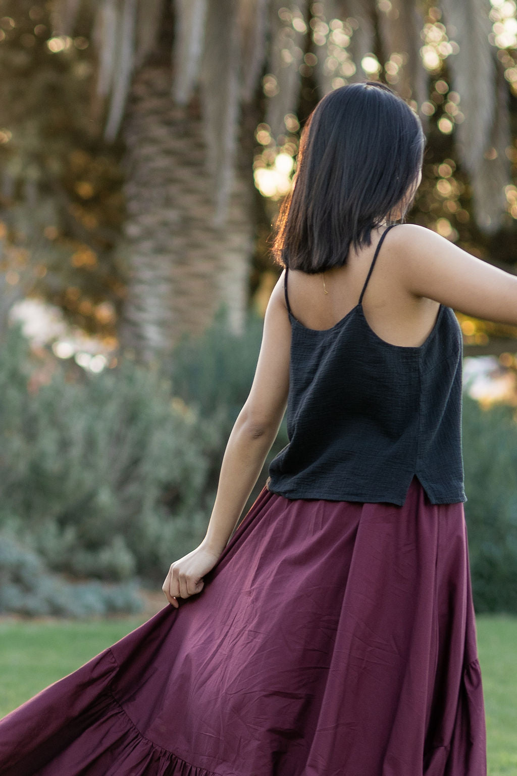 Blossom Cotton Skirt - Burgundy