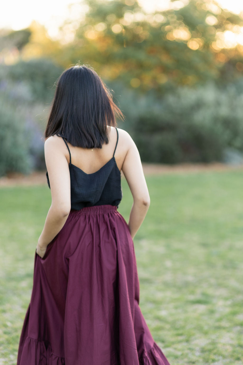 Blossom Cotton Skirt - Burgundy