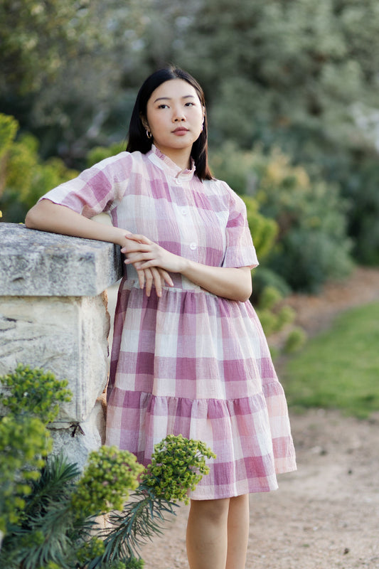 Roses Linen Dress Mini