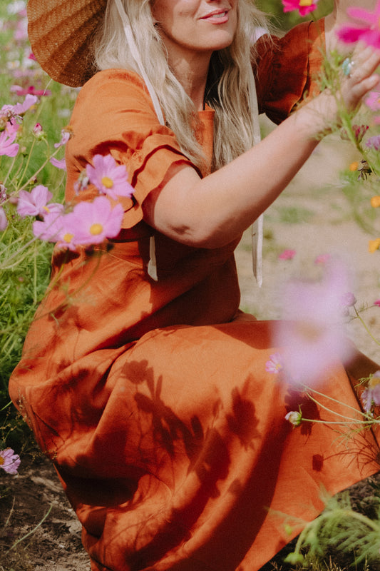 Celine Dress - Linen Terracotta