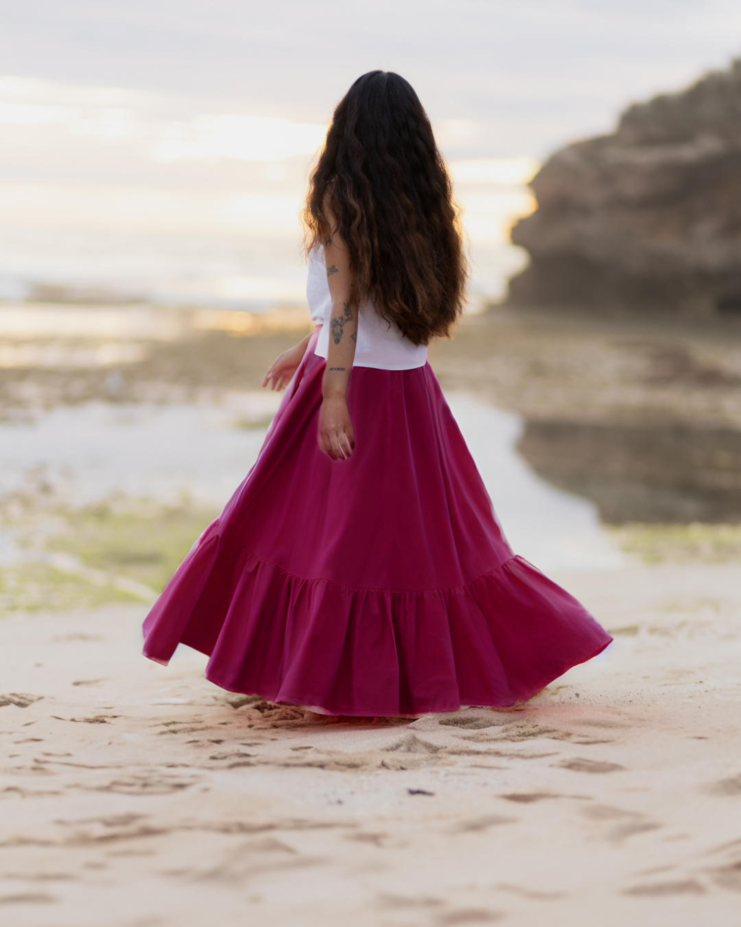 Blossom Cotton Skirt - Burgundy
