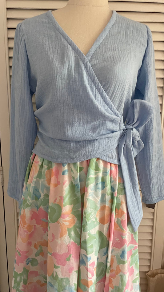 Flora Wrap Top - Blue