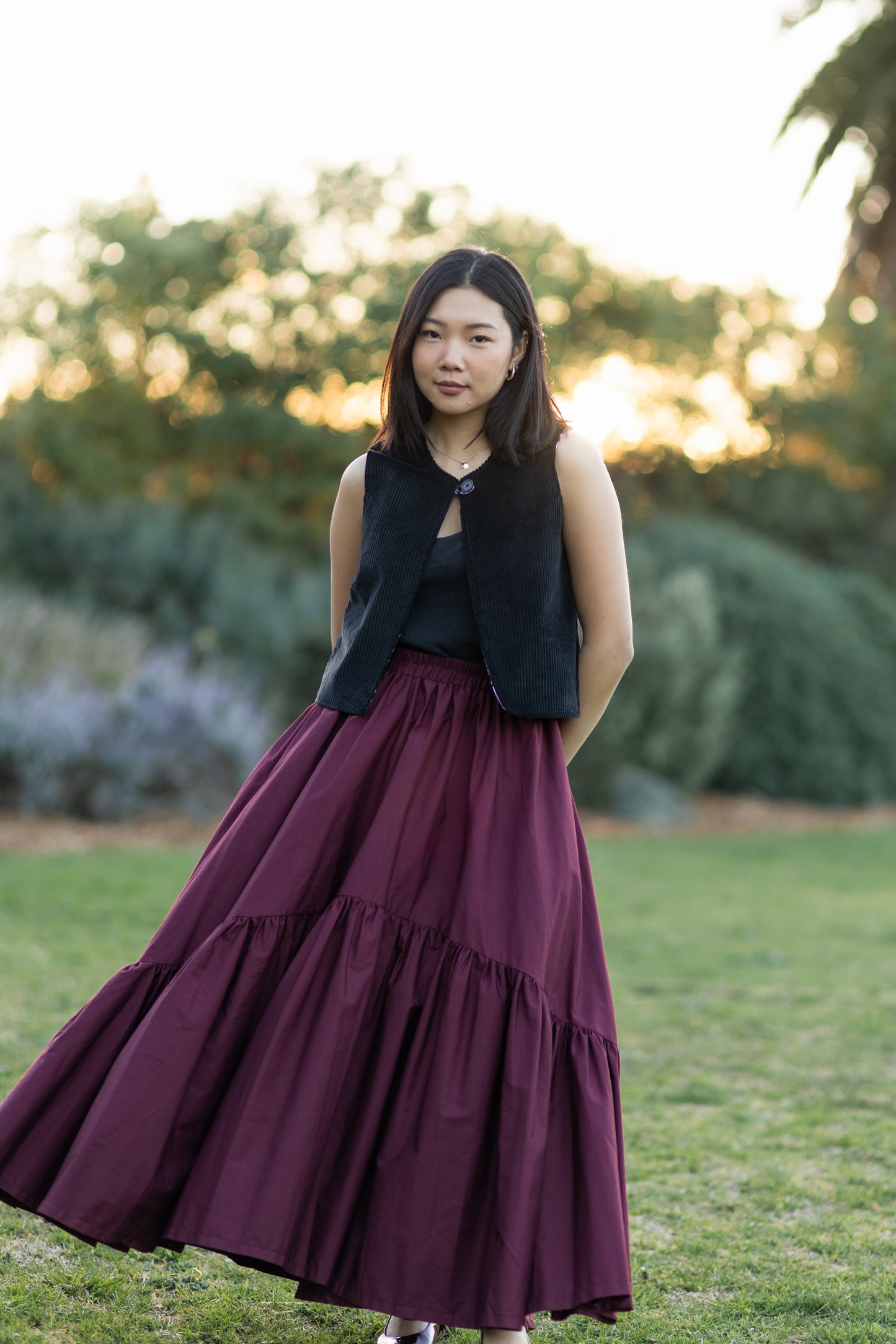Blossom Cotton Skirt - Burgundy