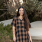 Yarn Dyed Check Wrap Dress - Walnut brown