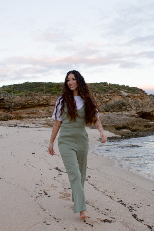 Isla Jumpsuit - Sage Green Linen